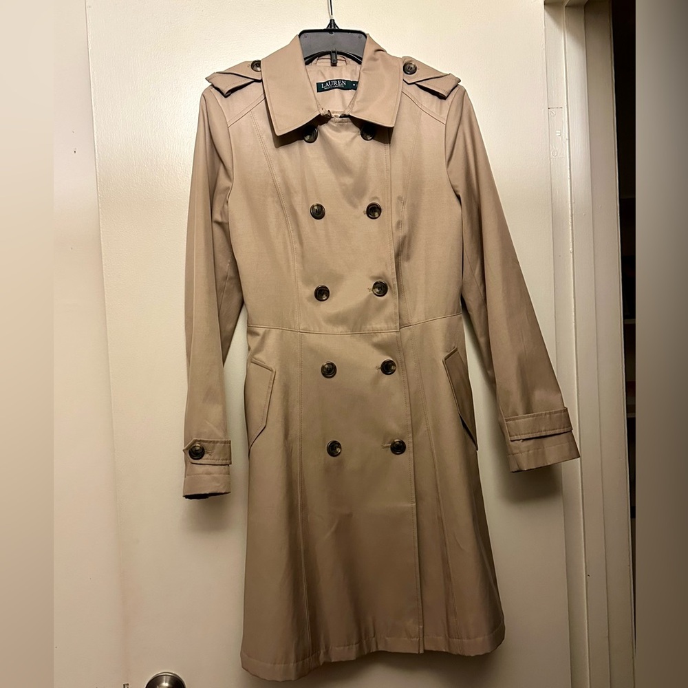 NWOT Lauren Ralph Lauren Double Breasted Trench Coat - Beige / Tan - Size M